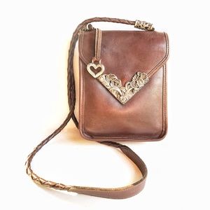 Brighton Leather Crossbody Bag w Charm Numbered